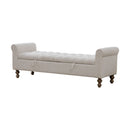Modern Upholstered Storage Bench With Rolled Armrests]