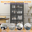 Premium Metal Storage Cabinet With Tempered Glass Doors, Adjustable Shelves, And Anti Tipping Device - Black