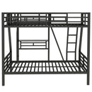 Twin Over Full Bunk Bed With Loft And Desk, L-Shaped Design For 3 Sleepers - Black