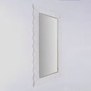 Handcarved Wave Design Rectangle Mirror Accent Enhancing Space - Antique White by Unique Piece Furniture