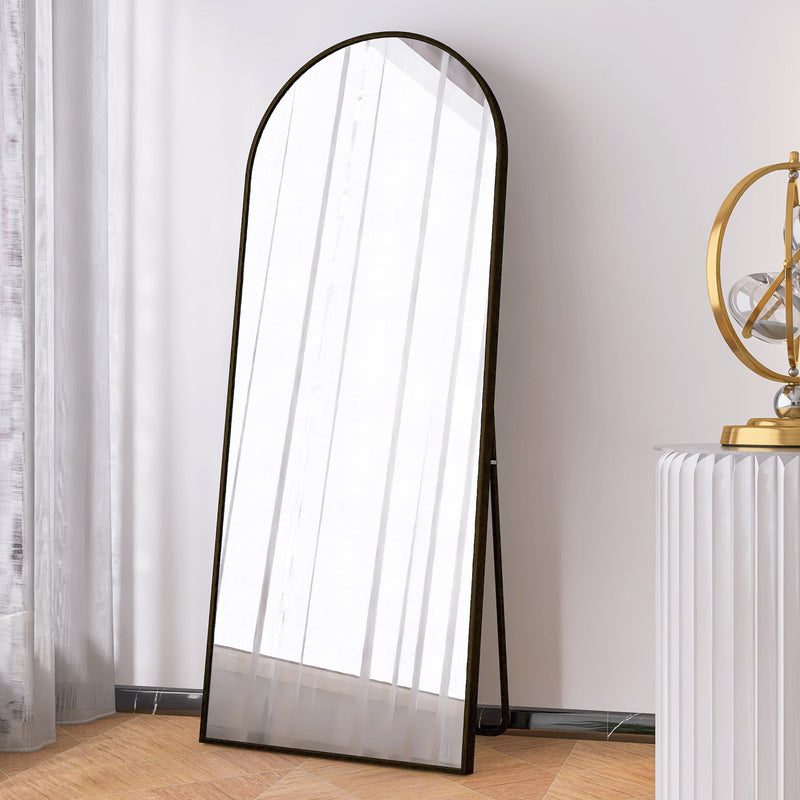 65" Arched Full Length Mirror Floor Dressing Mirror - Black