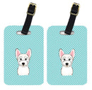 Checkerboard Blue Westie Luggage Tag