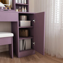 Purple Vanity Desk with Lighted Mirror & Padded Stool