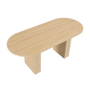 Oval Dining Table With Wood Strip Base by HouseOfZazla