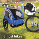 2-in-1 Double 2 Seat Bicycle Bike Trailer Jogger Stroller for Kids Children Foldable Collapsible w/Pivot Front Wheel