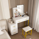 Elegant Makeup Vanity With Led Lights & Power Outlet - White by HouseOfZazla