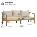 77.95" Outdoor Acacia Wood 3-Seater Sofa with Beige Cushions by HouseOfZazla