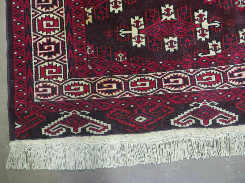 7' X 10' Antique Handmade Yamud Turkoman Wool Rug Excellent