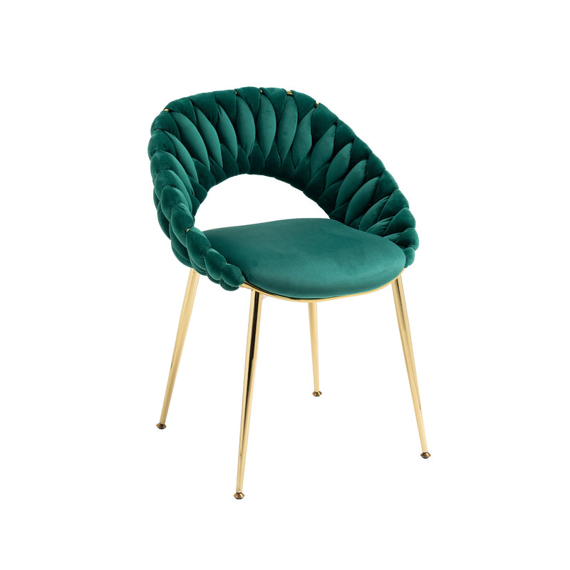 Accent Chairs Set of 2, Velvet Side Chairs with Gold Legs, Mid-Century Upholstered Dining Chairs for Living Room, Kitchen, Bedroom, Beauty Room