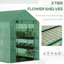 7' x 5' x 6.5' Walk-in Greenhouse, PE Cover, 3-Tier Shelves, Steel Frame Hot house, Roll-Up Zipper Door for Flowers, Vegetables, Saplings, Tropical Plants, Green