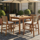 4 Pieces Natural Outdoor Bar Stool Solid Acacia Wood and Woven Wicker