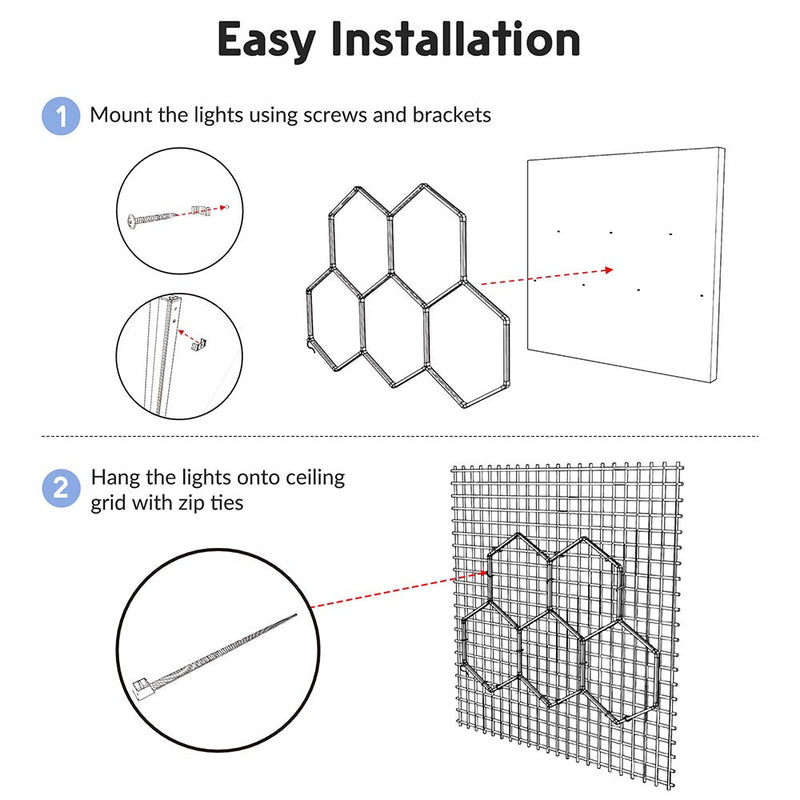 Yescom Hexagon Garage Light 5-Grids Ceiling/Wall Mount