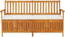vidaXL Solid Acacia Wood Storage Bench with Cushion- Brown & Cream White, Indoor-Outdoor Versatile Bench with Ample Storage, Comfortable Padded Cushion Included by CozyNest Decor