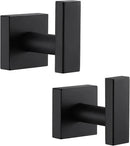 Angle Simple Bathroom Towel Hooks, Stainless Steel Robe Coat Hooks for Wall, Matte Black, 2 Pack by CozyNest Decor