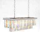 L39.4 Chrome Rectangle Modern Crystal Chandeliers Lighting Rectangular Pendant Ceiling Lights Fixture Lamp for Dining Living Room by CozyNest Decor