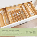 Premium Silverware, Flatware and Utensil Organizer for Kitchen Drawers, Food-Safe Contract Grade, Expandable from 18 to 33 In, Natural Bamboo by CozyNest Decor
