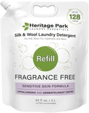 Heritage Park Silk & Wool Fragrance Free, Hypoallergenic, pH-Neutral Laundry Detergent - Dermatologist-tested, Sensitive Skin-Friendly, Enzyme-Free, Ultra Concentrated (64 fl oz Refill) by TinyTreasures Baby Boutique