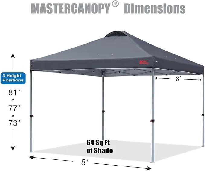 MASTERCANOPY Durable Pop-up Canopy Tent with Roller Bag (8x8, Dark Grey), photo 2 of 6
