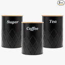 Black Canister Sets for Kitchen Counter,Tea coffee canisters,sugar container,3 Canisters,900ML/30.43OZ by CozyNest Decor