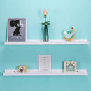 AZSKY 48 Inch White Picture Ledge Shelf Long Floating Shelves Set of 2 Wall Picture Shelf Pine Photo Frames Narrow Picture Ledge Mounting Hardware Included by CozyNest Decor