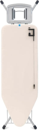 Brabantia Size C Ironing Board (49 x 18in) 7 Height Options, Solid Steam Iron Rest Holder & Linen Rack & Cord Holder (Ecru) Non-Slip Feet, Anti-Collapse Child Locks by CozyNest Decor