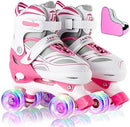 Adjustable 4 Size Kids Roller Skates With Light up Wheels for Girls Ages 5-8-12, Safe and Fun Illuminating Skates for Kids, Toddlers, Boys by TinyTreasures Baby Boutique