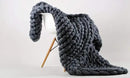 Chunky Knit Throw Bulky Merino Sofa Blanket Hand-Made Super Large Chair Mat Rug(Dark Gray 40"x60") by CozyNest Decor