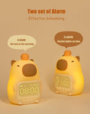 Capybara Alarm Clock with Night Light for Kids, Cute Toddler Alarm Clocks for Bedrooms Ok to Wake Clocks for Girls and Boys, Rechargeable Silicone Animal Tabletop Lamp for Kid by TinyTreasures Baby Boutique