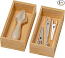Bamboo Drawer Organizer, Small Silverware Organizer for Kitchen Drawer, Stackable Utensil Tray, 2 Pcs Flatware Organizer, Bamboo 6" x 3" x 2" (Outer), 5.3" x 2.3" x 1.77" (Inner) by CozyNest Decor