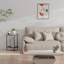 Side Table, Round End Table with 2-Layer Storage Rack, 15.7" Small Spaces Circle Table, Metal Frame Design Small Side Tables, for Living Room, Bedroom, Grey by CozyNest Decor