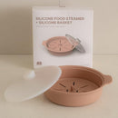 Microwave Silicone Steamer for Baby Food, Made In Korea, Oven & Dishwasher Safe to 482°F, Easy Clean, Microwave Pot with Handle & Lid, 100% Food Grade Steamer Bowl (Terracotta Rose, 29oz (850ml) with basket) by TinyTreasures Baby Boutique