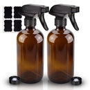 Wedama Amber Glass Spray Bottles, 2 Pack 16 oz Glass Spray Bottles for Cleaning Solutions and Essential Oils, Refillable Empty Spray Bottle with Adjustable Nozzles for Alcohol, Plant and Hair Care by GreenHaven Gardens