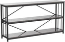 LVB Industrial Console Table, Metal and Wood Sofa Table, Rustic Entryway Table with Storage, Modern 3 Tier Shelf Long Foyer Tables Behind Couch for Home Living Room Hallway, Dark Gray Oak, 55 Inch by CozyNest Decor