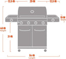 Monument Grills Larger 4+2 Burner Propane Gas Grills Stainless Steel Cabinet Style with Side & Side Sear Burners, Built-In Thermometer, and Knob Controls by GreenHaven Gardens