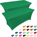IVAPUPU 2 Pack 8FT Table Cloth for Rectangular Fitted Events Stretch Emerald Green Table Covers Washable Cover Spandex Tablecloth Protector for Party, Wedding, Cocktail, Banquet, Festival by CozyNest Decor