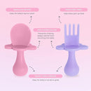 Grabease Baby Spoons Baby Led Weaning Supplies Toddler Forks Feeding, BPA-Free & Phthalate-Free for & Toddler, 2 Sets, Blush and Lavender by TinyTreasures Baby Boutique