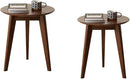 100% Solid Oak Round Side Table Set of 2, Small Bedside Table for Small Spaces, Living Room End Table with Stable Frame, Modern Nightstand for Bedroom Couch(Walnut, 17.71" D x 19.68" H) by CozyNest Decor