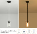 Black Pendant Lights Kitchen Island,Modern Farmhouse Glass Pendant Light,Light Fixture Kitchen Pendant Mini Hanging Light Fixture for Sink (Black 2 Pack Stem Rod) by CozyNest Decor