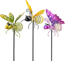 Garden Decor for Outside,3 Pcs Luminous Insect Garden Decorative Stakes,Glow in The Dark Bee Lights Metal Yard Art,Waterproof Outdoor Spring Lawn Patio Pathway Decoration for Mom,Women,Grandma by CozyNest Decor