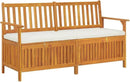 vidaXL Patio Storage Bench 58.3" - Solid Acacia Wood with Cream White Cushion - Versatile Wooden Bench for Indoor and Outdoor Use - with Ample Storage Space by CozyNest Decor