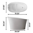 Nuvia 51-Inch Solid Surface Oval Freestanding Bathtub With Seat And Headrest (SAK61983) by SAKSBY WHOLESALE