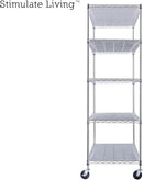 60"x24"x72" PRIME HEAVY DUTY Chrome 5-Tier Wire Shelving NSF 3000 LBS MAX Capacity Storage Rack for Commercial, School, Home, Garage, Warehouse, Industrial, and Hospital Uses (with Wheels) by CozyNest Decor