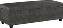 BELLEZE Storage Faux Leather Ottoman, 47 Inch Bench Bedroom Bench with Safety Close Hinge, Extra Long Ottoman with Storage for Living Room, Entryway, Hallway, Foot Rest, Support 300lbs - Rustic Gray by CozyNest Decor