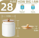 Sweejar Ceramic Kitchen Canisters, 28 FLOZ Porcelain Food Storage Jar with Airtight Seal Wooden Lid, Home Container Serving for Coffee Beans, Tea-leave, Sugar, Salt and More, Tool Bucket (White) by CozyNest Decor