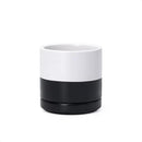 D'vine Dev 3.5 Inch Ceramic Planter Pot with Drainage Hole and Saucer, Indoor Cylinder Round Planter Pot, Layered Monochrome Black & White, 94-O-A-L by GreenHaven Gardens