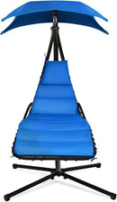 Weatherproof Replacement Cushion Pad and Umbrella for Hanging Lounge Chair Outdoor Chaise Hanging Hammock Chair - Long-Lasting, Fade-Resistant, Quick-Dry, Outdoor Lounge Replacement Set (Blue) by GreenHaven Gardens