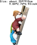 Garden Gnome Statue, Funny Climbing Ladder Gnomes Figurine Resin Sculpture Outdoor Decor for Patio Yard Lawn Porch Ornaments Gift by CozyNest Decor