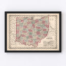 Vintage Map of Ohio 1861