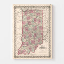 Vintage Map of Indiana 1861