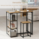 3-Piece Bar Table Set for 2 Bar-Height Dining Table with 2 Stools-Rustic Brown by LJGDeals